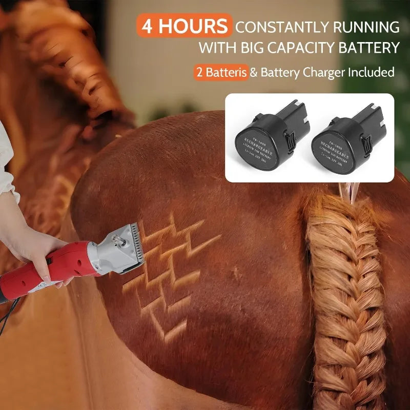 Cordless Horse Clipper, Rechargeable Battery Powered