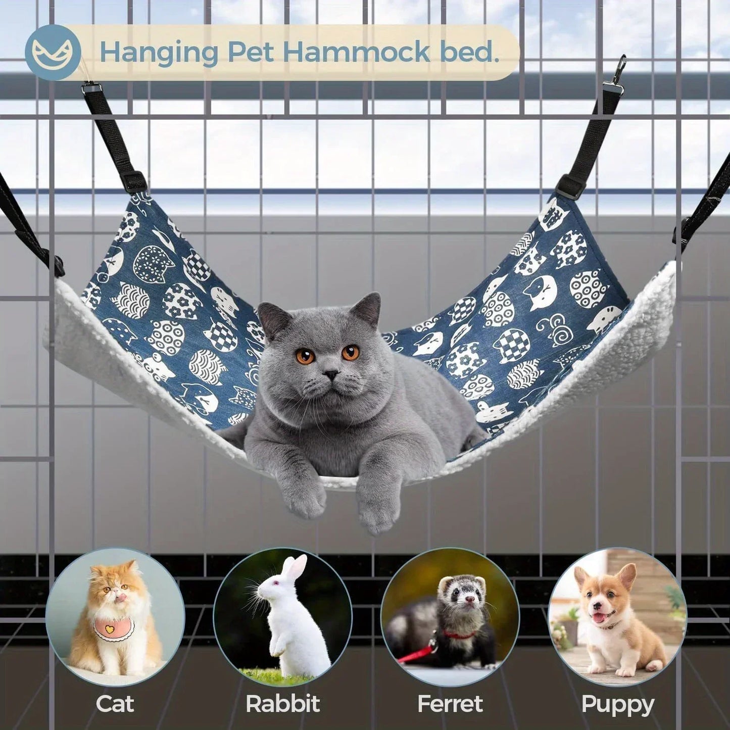 Cat Hanging Hammock Reversible