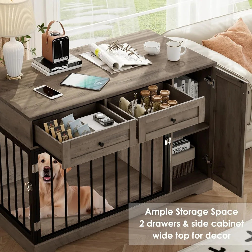 Dog Crate And Storage Cabinet Combination