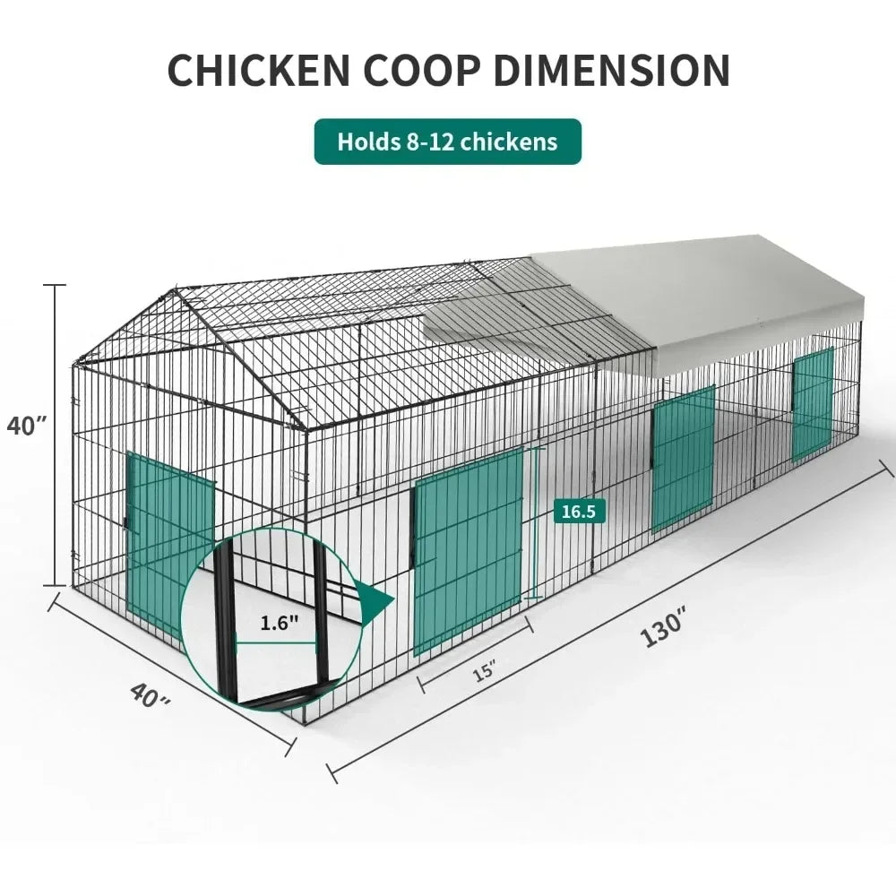 Chicken Coop 130” X 40” with Waterproof Cover