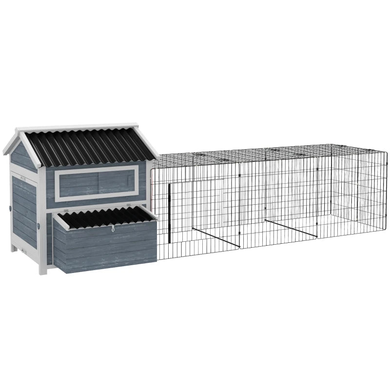 11' x 5' x 3.5' Wooden Chicken Coop with Nesting Box, Run, Pull-Out Tray, Perches For 2-4 Chickens