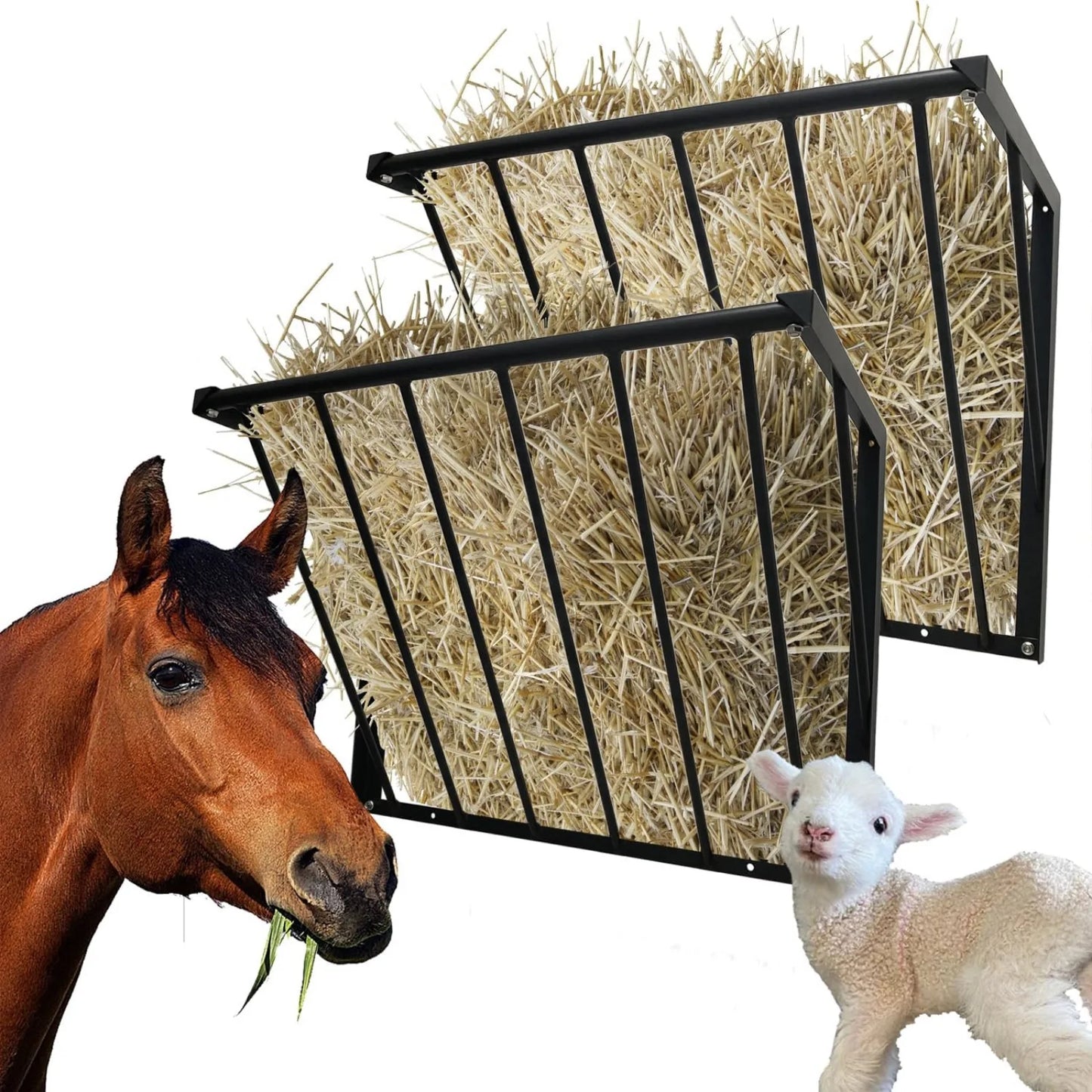 US Livestock Hay Rack, Large Capacity 63'' Long , Wall Mounted