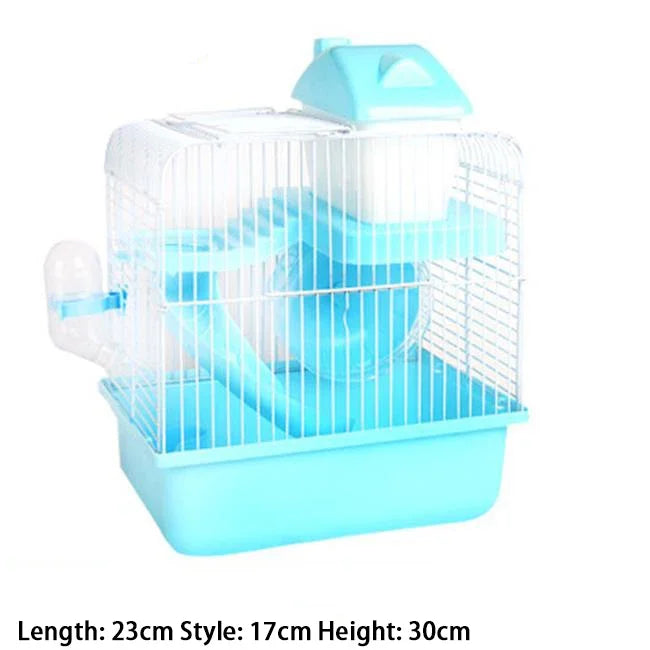 Double-Story Hamster Villa Cage With Feed Bowl And Accessories