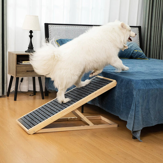 39" Long Folding Adjustable Wooden Pet Ramp