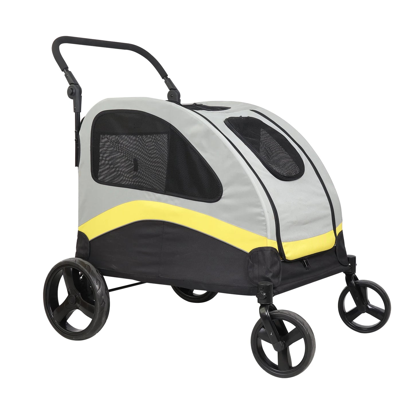 Pet Stroller For 2 Pets With Zipper Divider