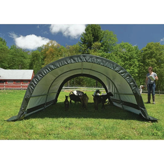 US 8 ft. W x 10 ft. D x 5 ft. H Rounded Portable Livestock Portable Shelter, Waterproof UV Fabric