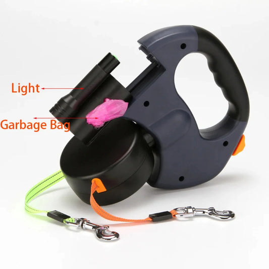 Retractable Nylon Double Dog Leash