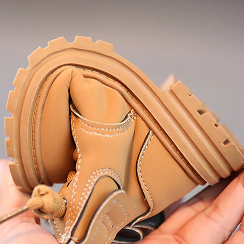 Children's Warm Short Leather Boots
