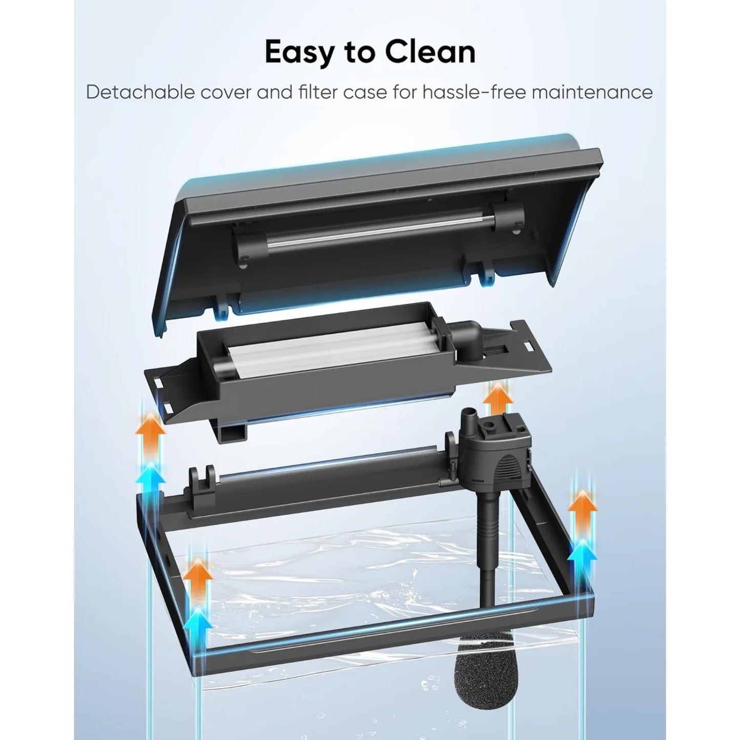 4 Gallon Fish Tank with Detachable Lid, Starter Kit with LED Light,