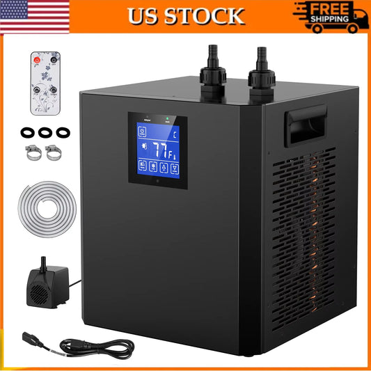 79Gal 1/3 HP Water Chiller for Hydroponics System Home Use Axolotl Fish Coral Shrimp 110V with Pump and Pipe