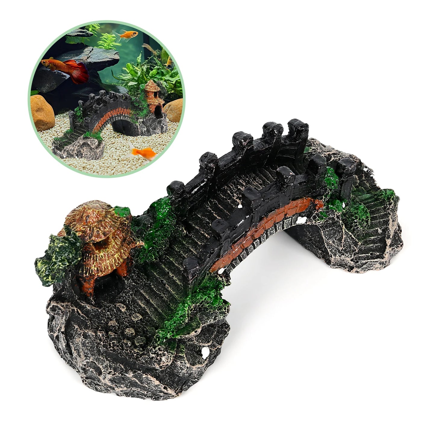 Pavilion Tree Bridge Fish Tank Decoration
