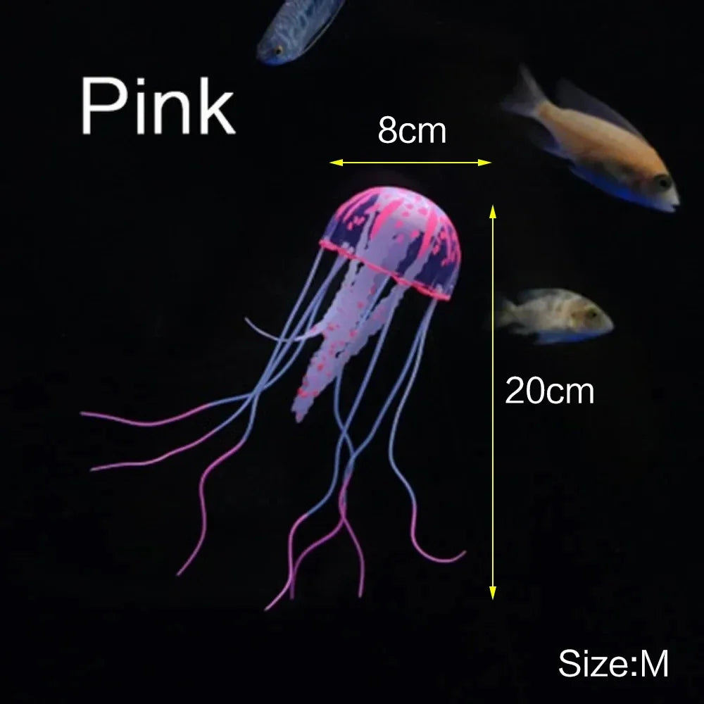 JJYY Artificial fluorescent jellyfish, luminous fish tank decoration