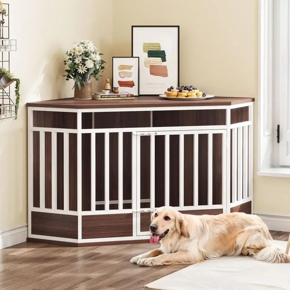 52" Heavy Duty Large Wooden Corner Dog Crate