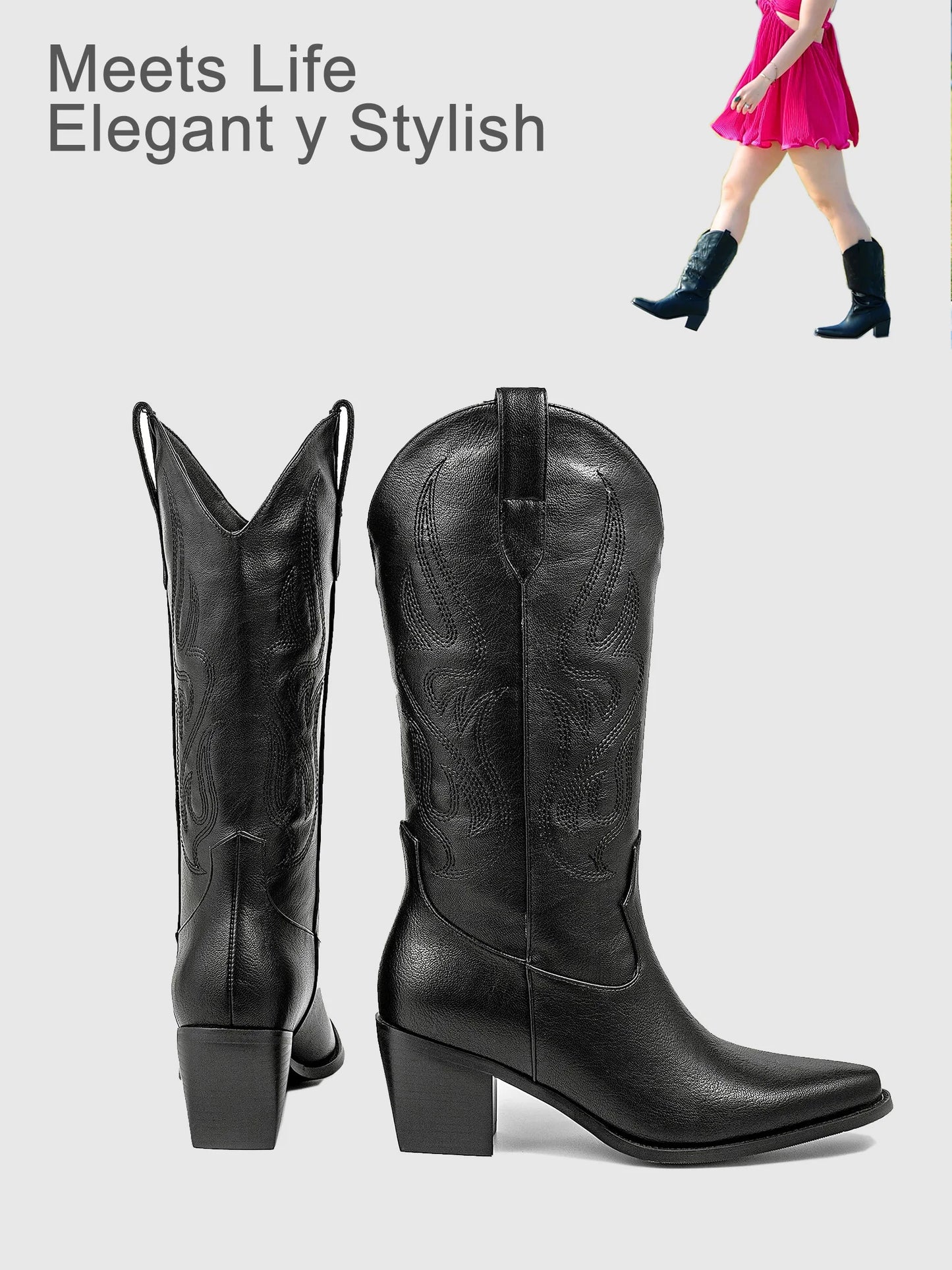 Cowboy Boots for Women, Mid Calf