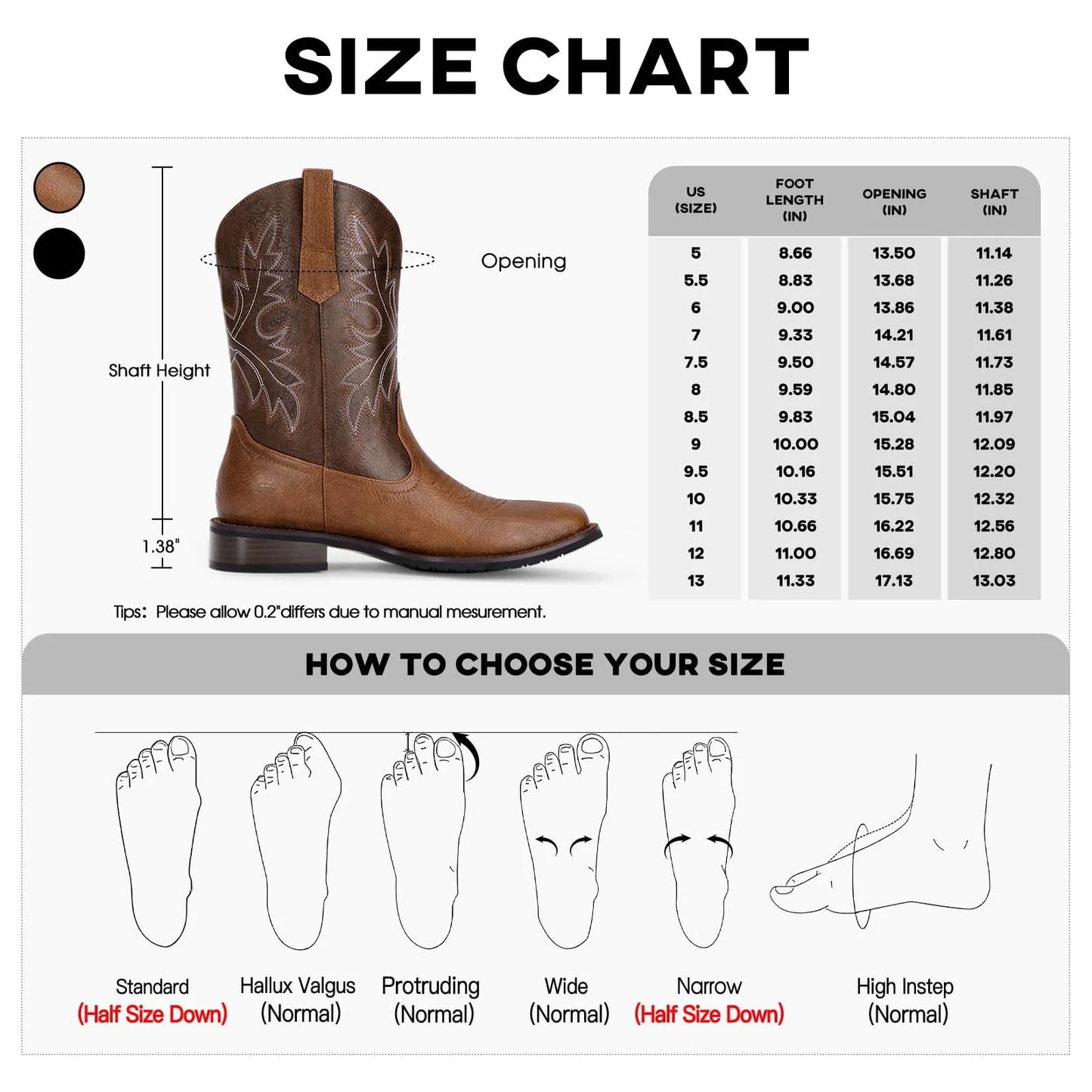 Cowboy Boots for Men - Square Toe