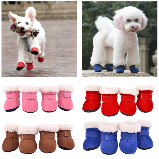 4Pcs Pet Snow Boots For Small Medium Dog Cats S-XL Soft With Non-Slip Soles