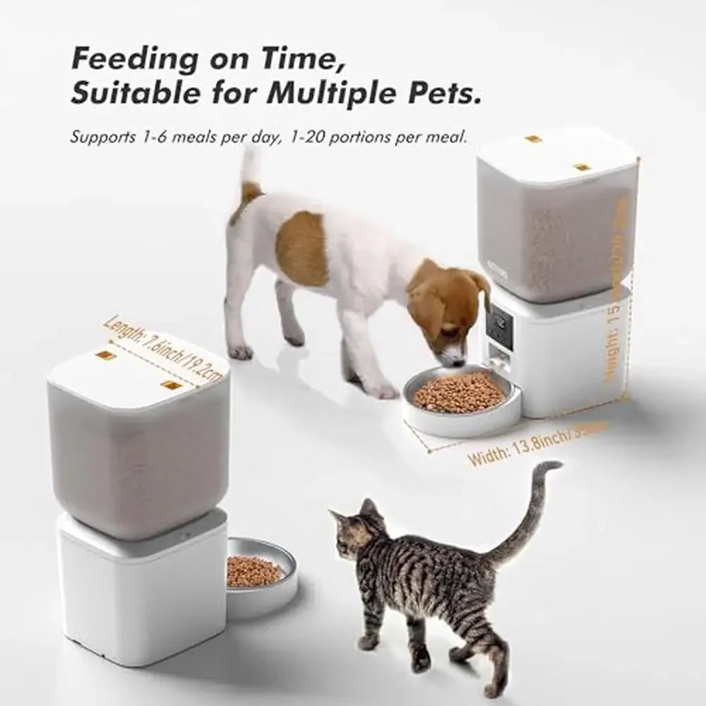 LCD Automatic Pet Feeder 8L Large Capacity Timing & Dosing Stainless Steel Bowl Dual Power Supply
