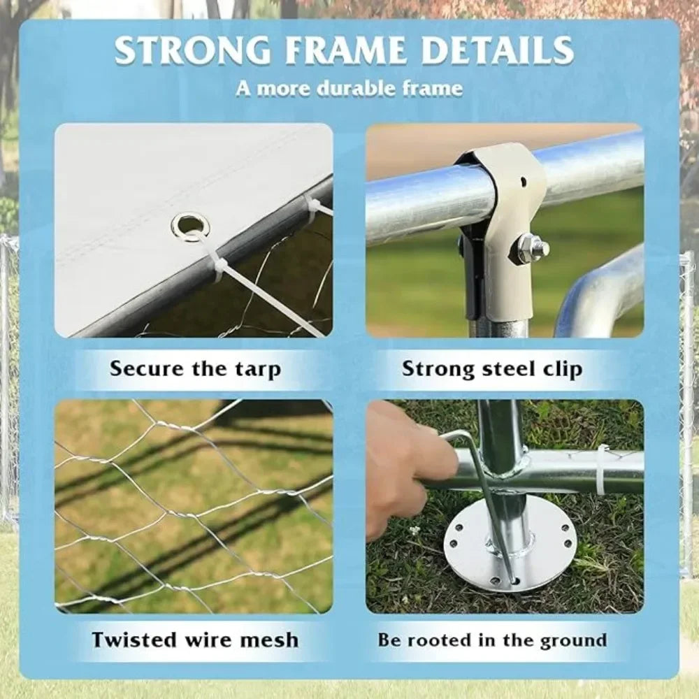 Outside Dog Kennel With Water Resistant Cover (90"x90"x63" Silver)