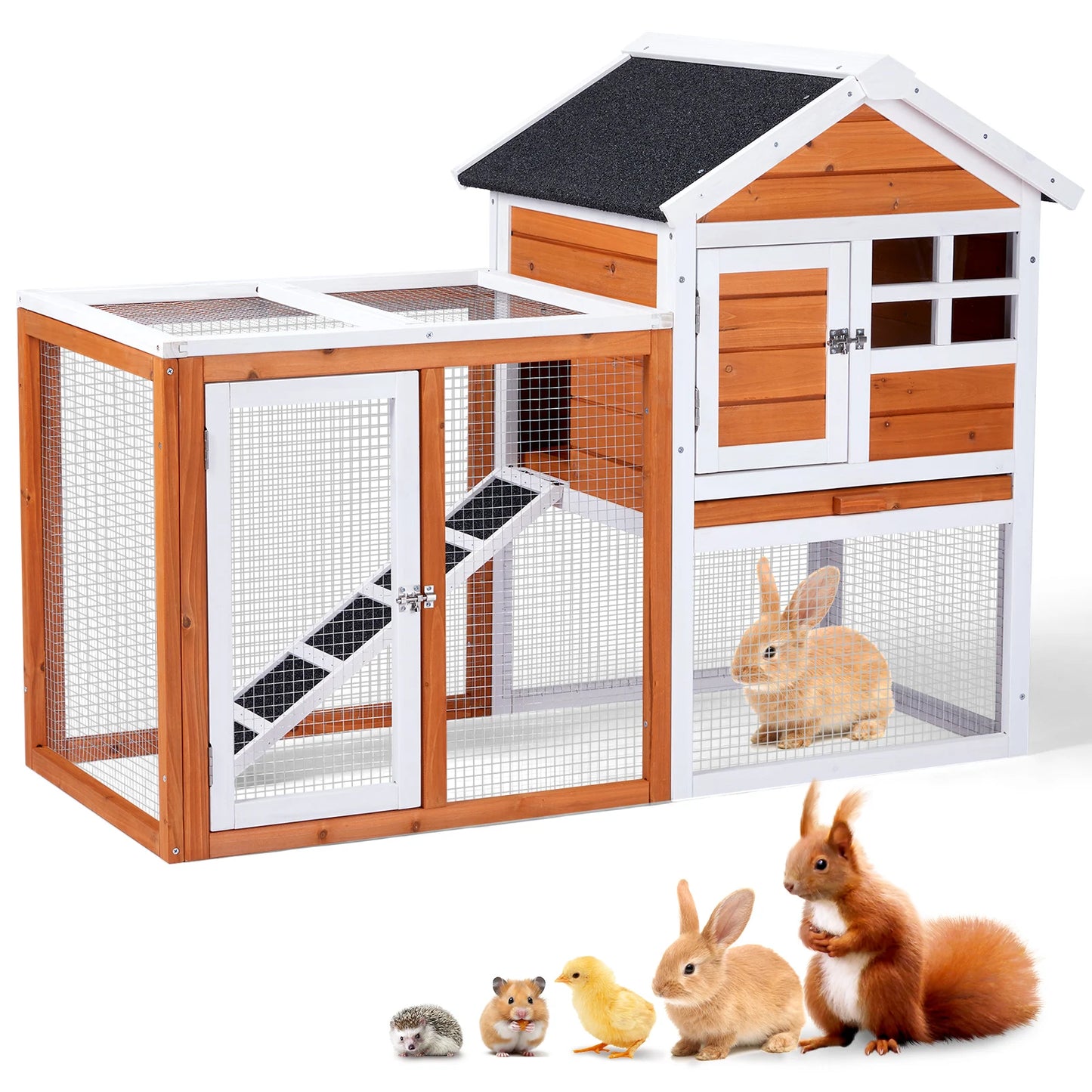 Wooden Indoor/Outdoor Coop, Cage Pull Out Upper Tray