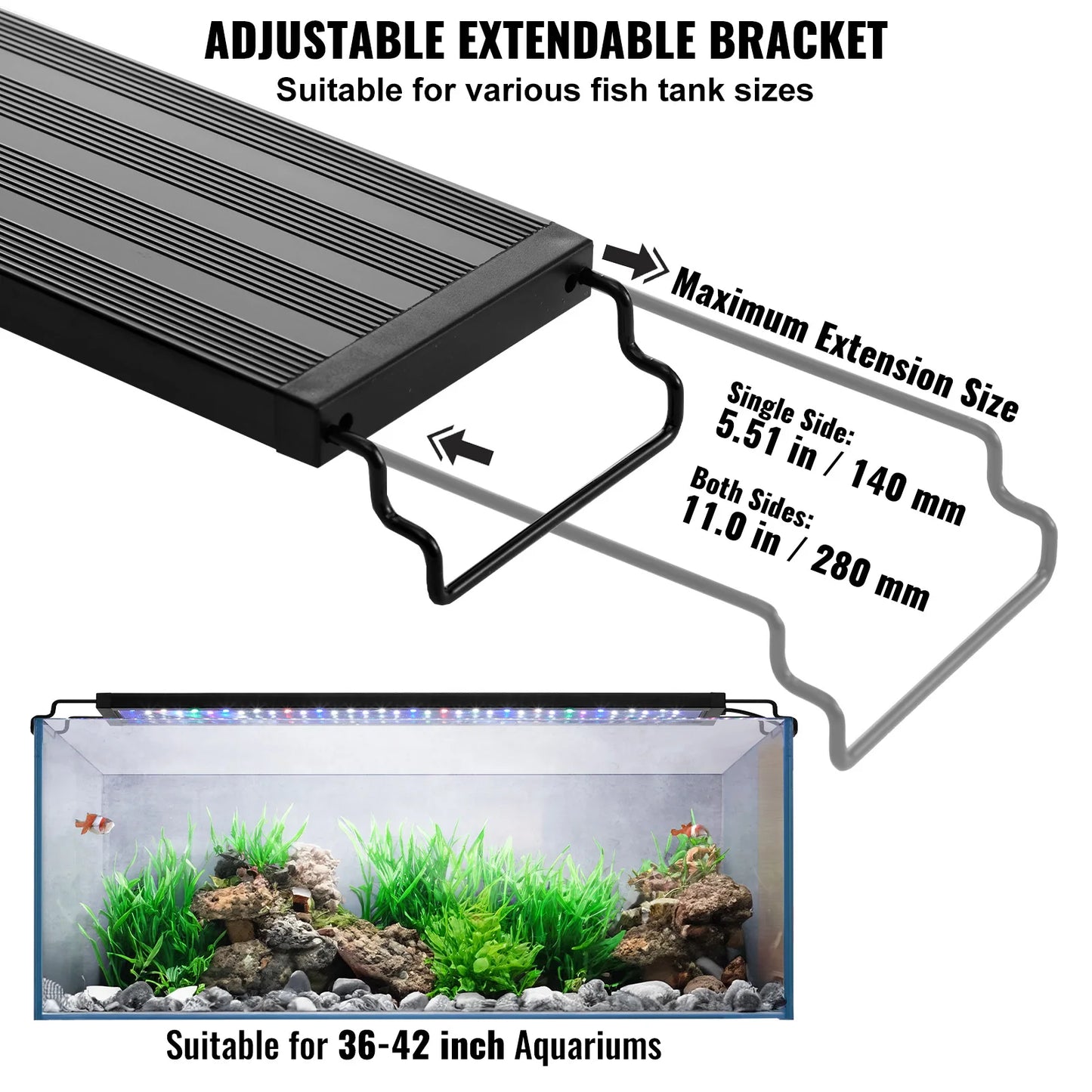 Aquarium Light 26W Full Spectrum Fish Tank Light w/ Adjustable Brightness & Timer