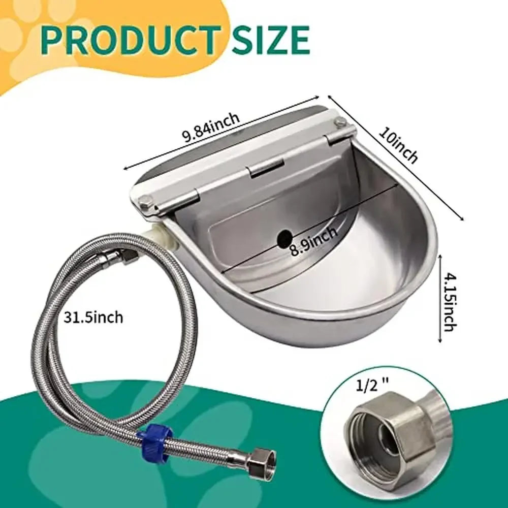 Stainless Steel Livestock Water Bowl with Float Control 3.5L Capacity