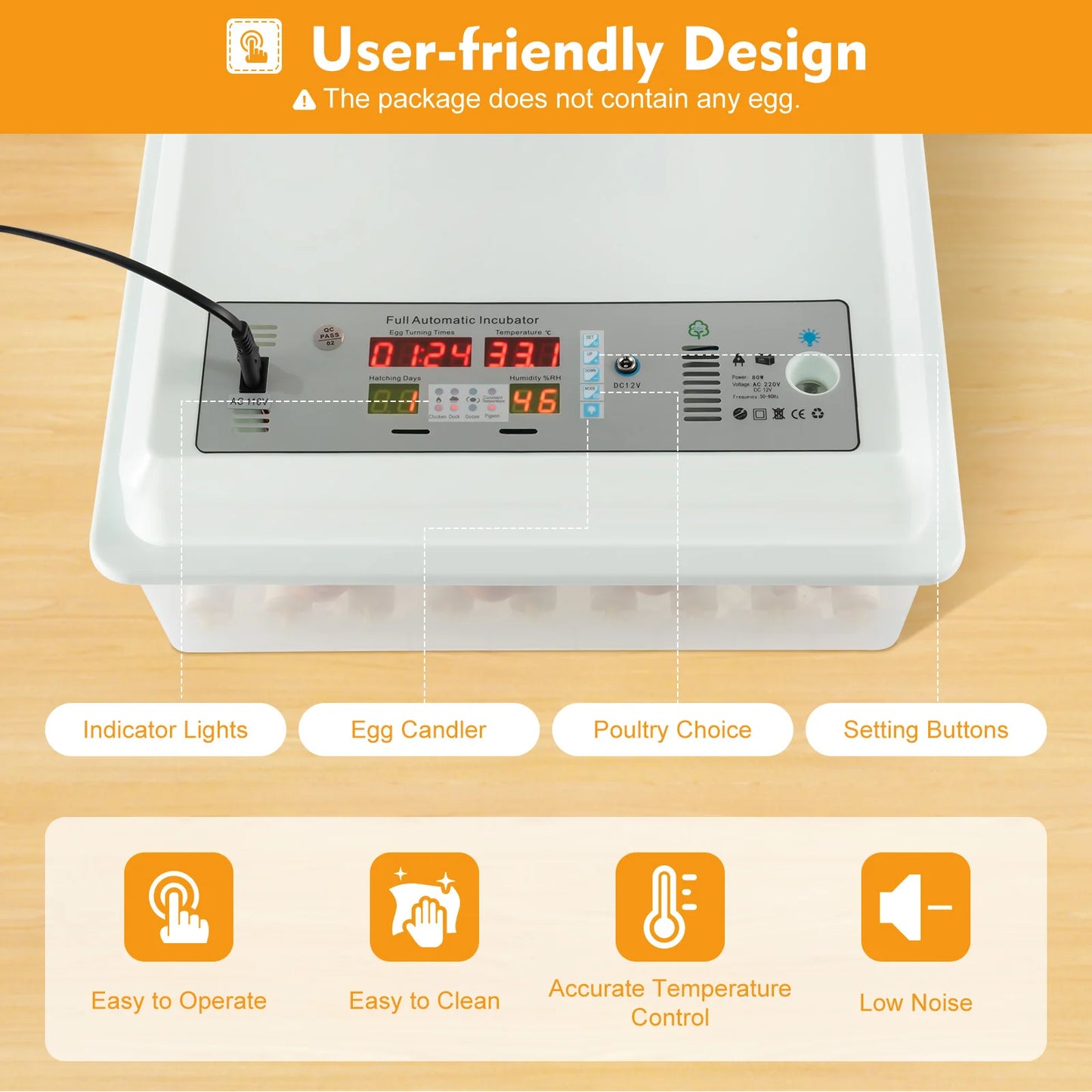 64 Eggs Capacity Automatic Turning Egg Incubator