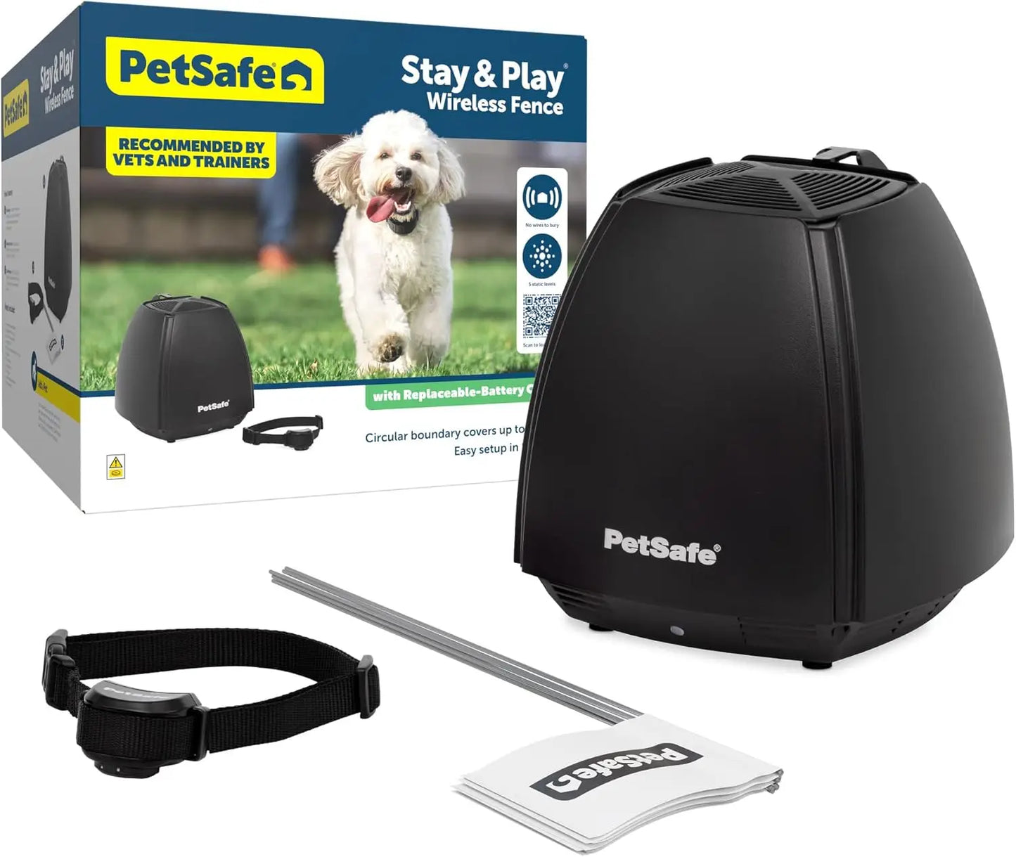 Wireless Pet Fence System With Replaceable Battery Collar, Wireless