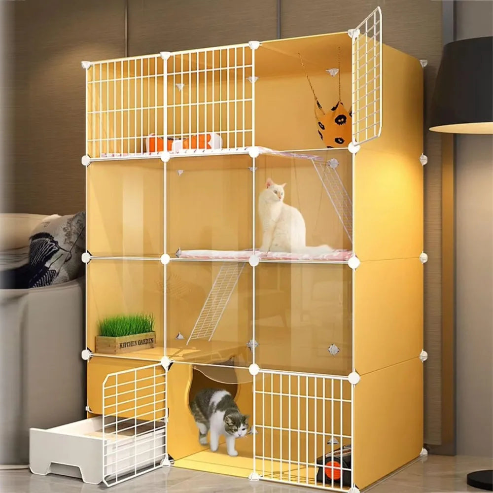 Indoor Large Cat Cage With Litter Box 3-Tier