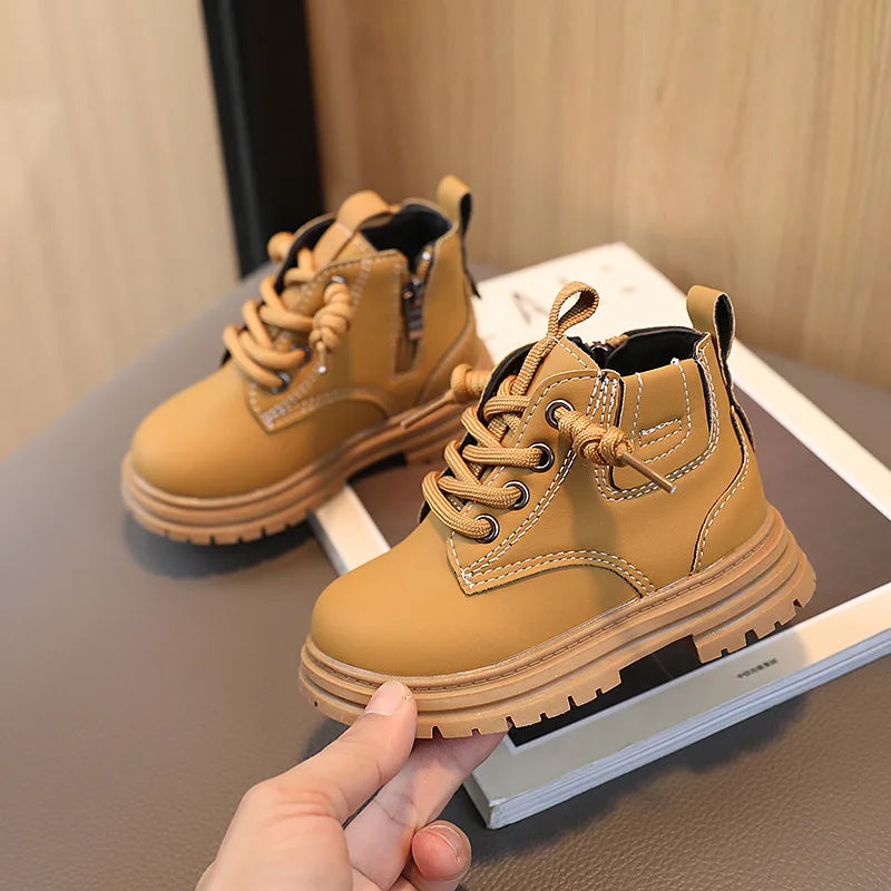 Children's Warm Short Leather Boots