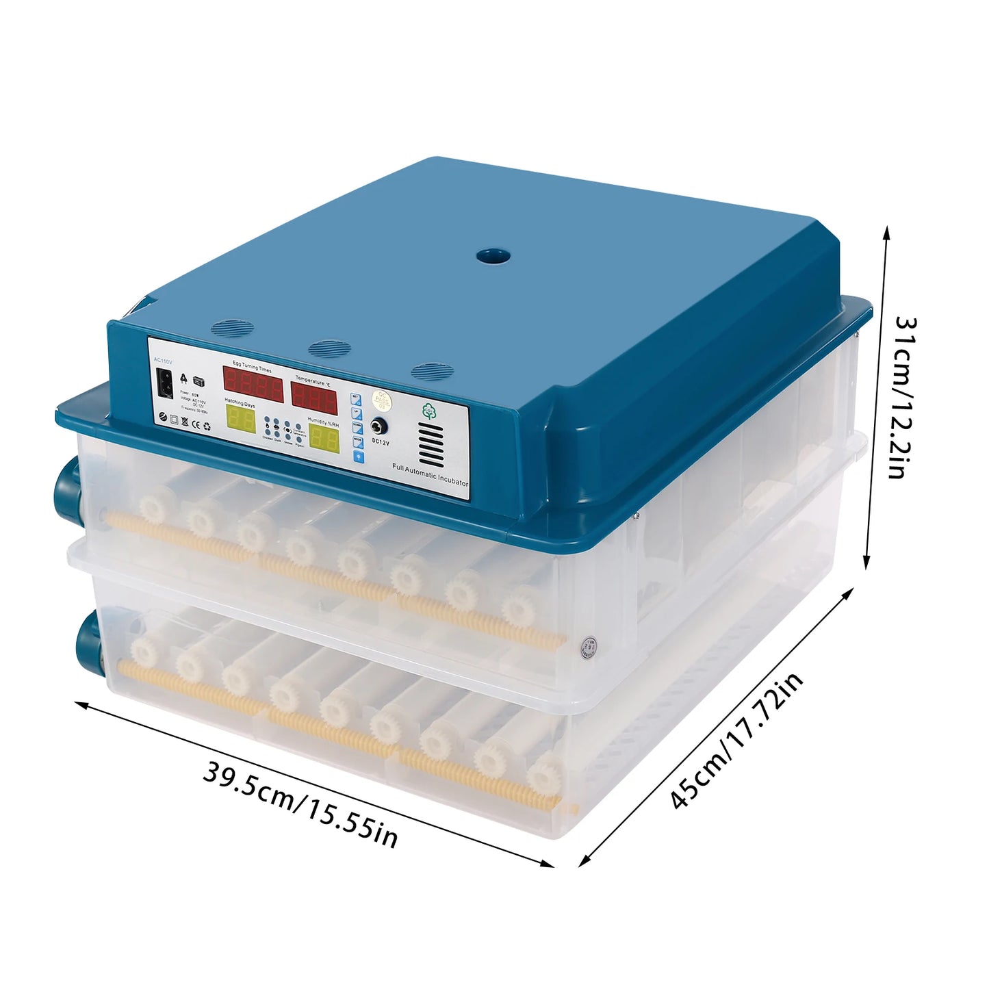 120 Eggs Intelligent Incubator, 360°Automatic Egg Turning & Temperature Control & 5 Incubation Modes