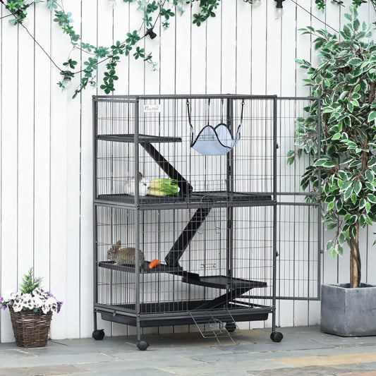 50" 5-Tier Small Animal Cage, Ferret Cage, Large Chinchilla Cage with Hammock Accessory & Heavy-Duty Steel Wire, Small An