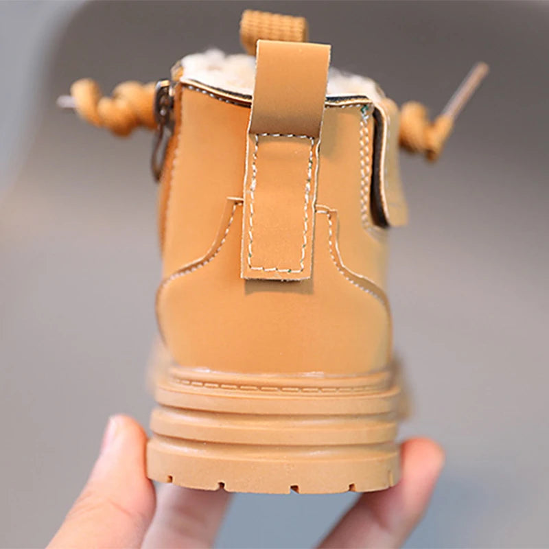 Children's Warm Short Leather Boots
