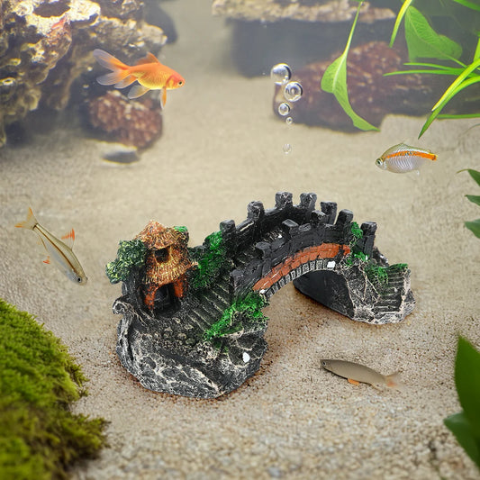 Pavilion Tree Bridge Fish Tank Decoration