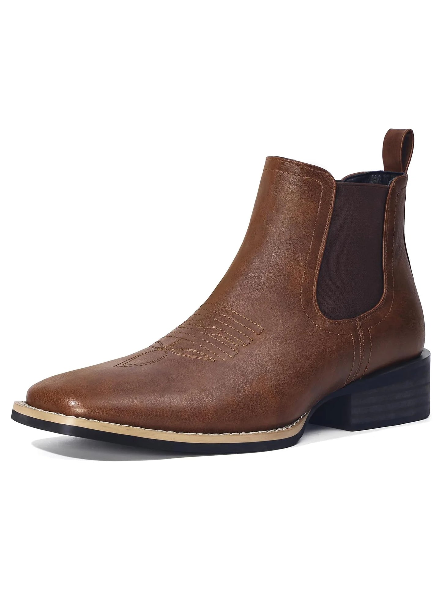 Western Cowboy Boots for Men - Square Toe, Ankle