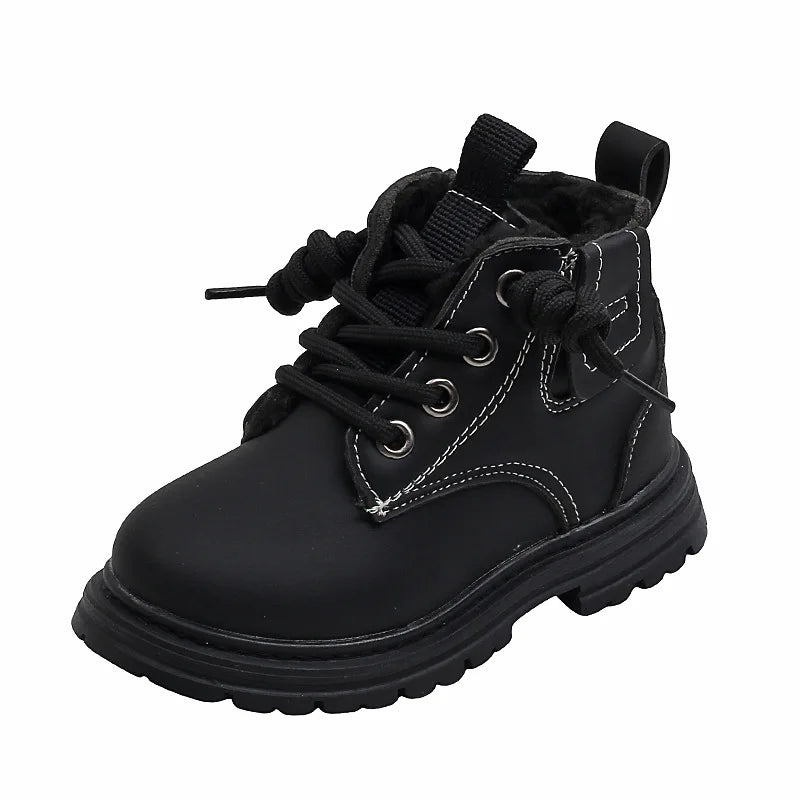 Children's Warm Short Leather Boots