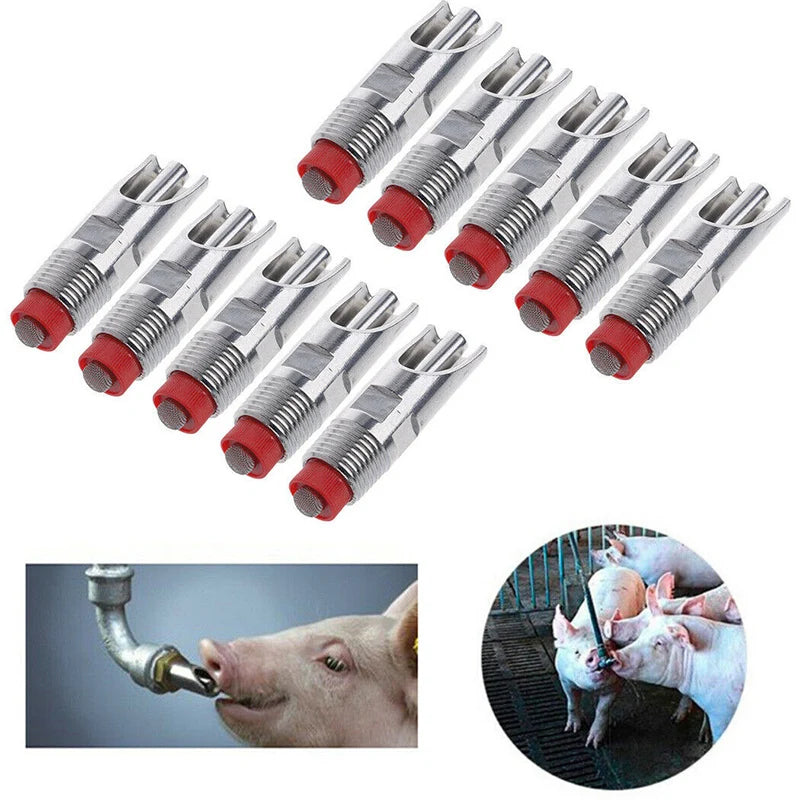 5/10pcs Pig, Cow Watering Drinker Stainless Steel Automatic Nipples