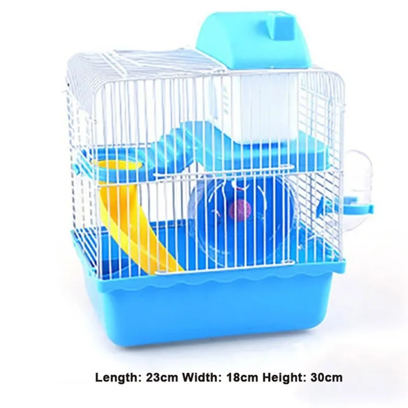 Double-Story Hamster Villa Cage With Feed Bowl And Accessories