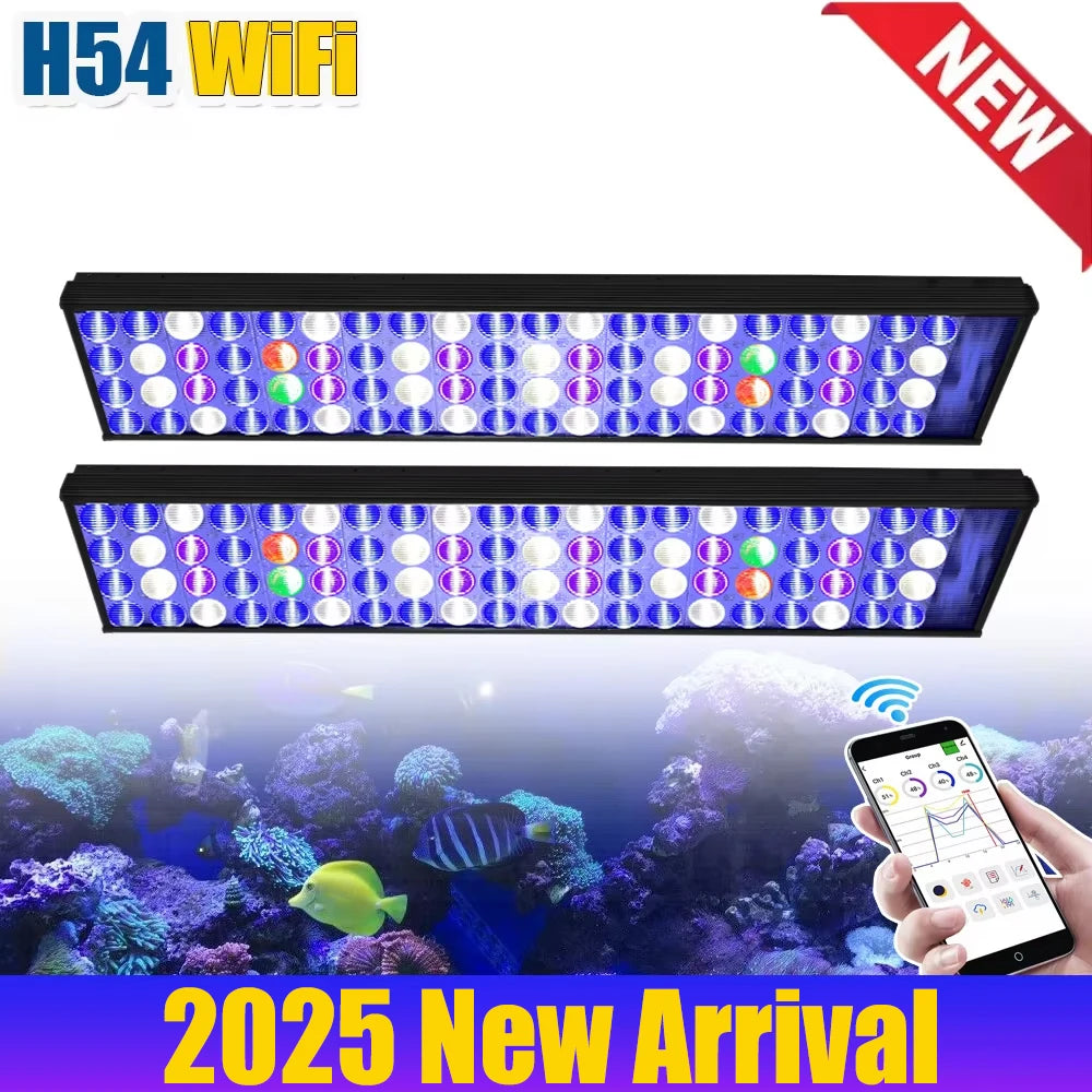 WiFI App Control Full Spectrum Marine LED Aquarium Light for Coral Reef Fish Tank,Saltwater Lighting