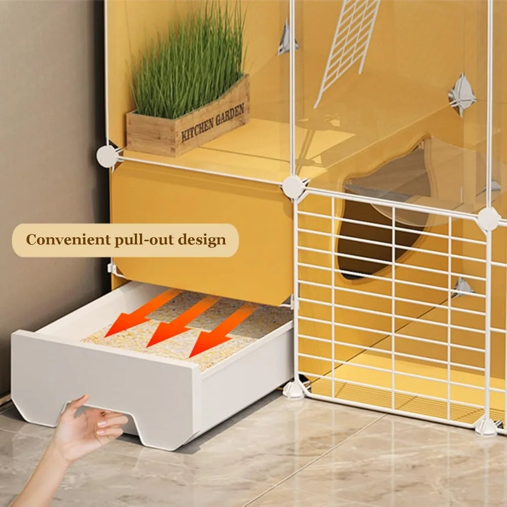 Indoor Large Cat Cage With Litter Box 3-Tier