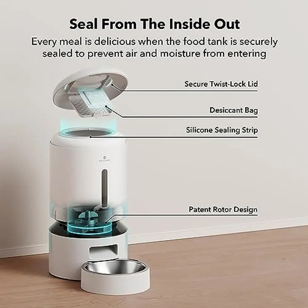 5G WiFi Automatic Pet Feeder 5L Timed Feeder Low Food Sensor Up to 10 Meals Smart Notification Steel Bowl