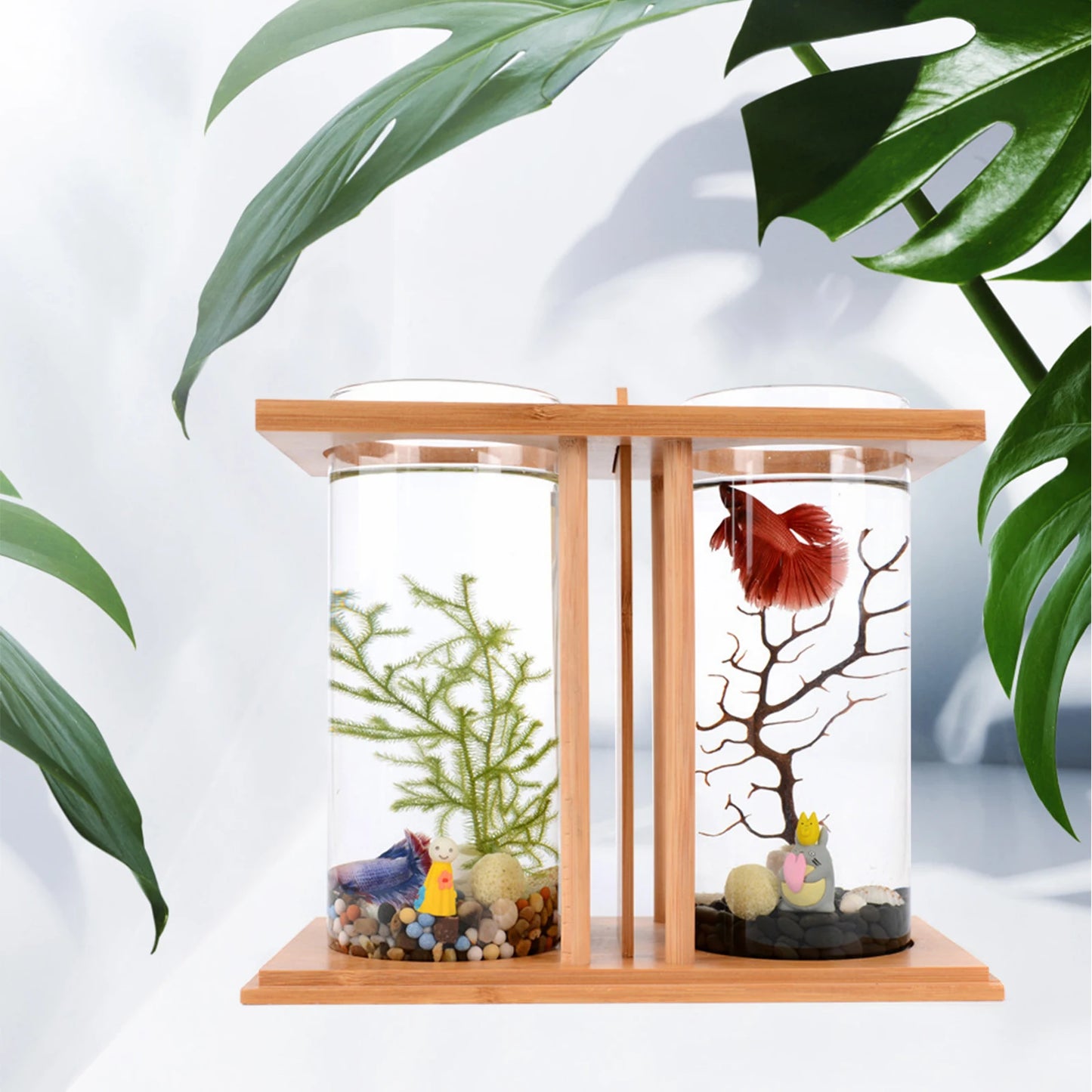 Mini DIY Bamboo and Wood Fish Aquarium