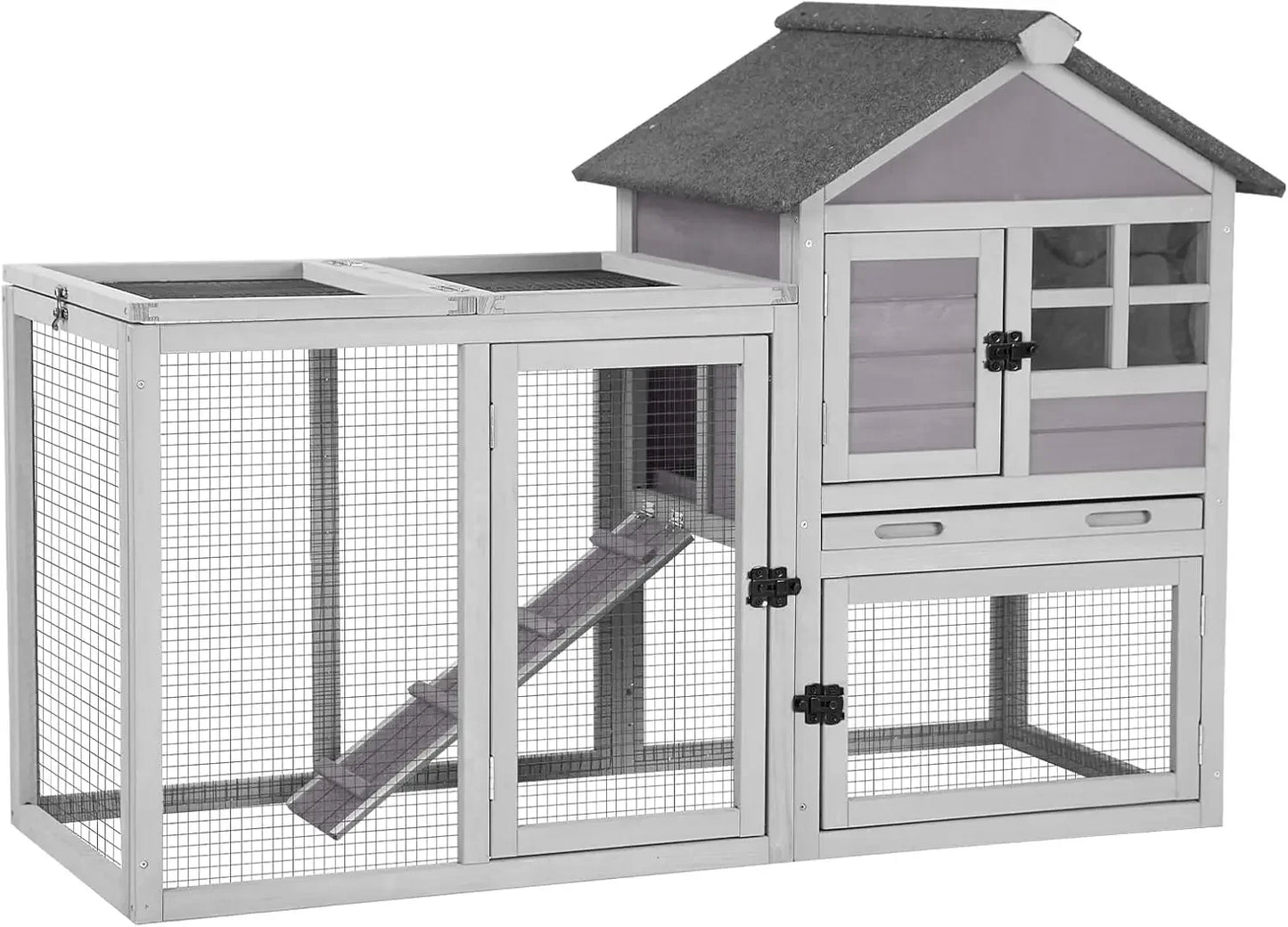 51.6''L Rabbit Hutch, Chicken Coop, Indoor Bunny Cage with Run