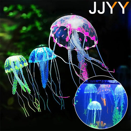 JJYY Artificial fluorescent jellyfish, luminous fish tank decoration