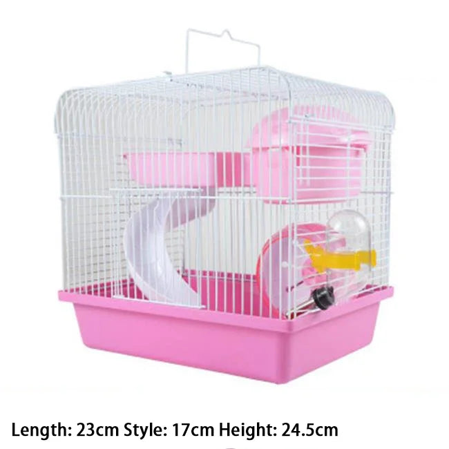 Double-Story Hamster Villa Cage With Feed Bowl And Accessories