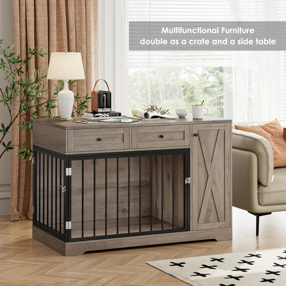 Dog Crate And Storage Cabinet Combination