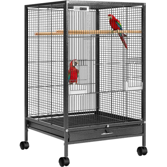 30 Inch Height Wrought Iron Large Bird Cage With Rolling Stand