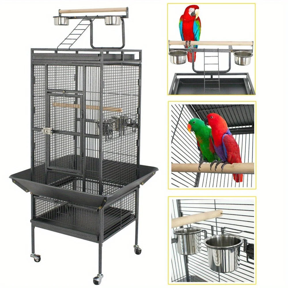 Bird Cage Steel Top For Large Birds With Rolling Wheels