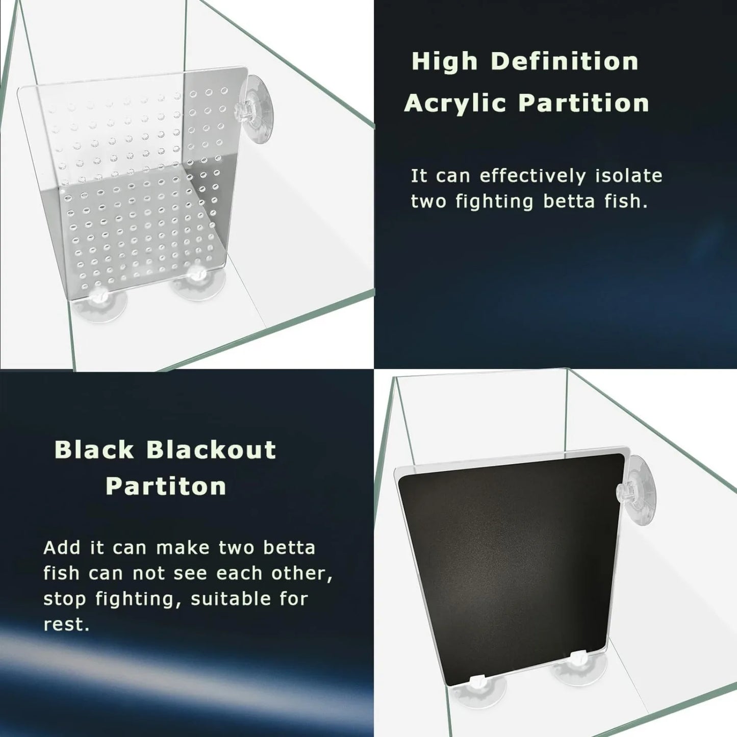 3 Gallon 12.6L Fish Nano Glass Aquarium, With Separator Plate ,LED Light