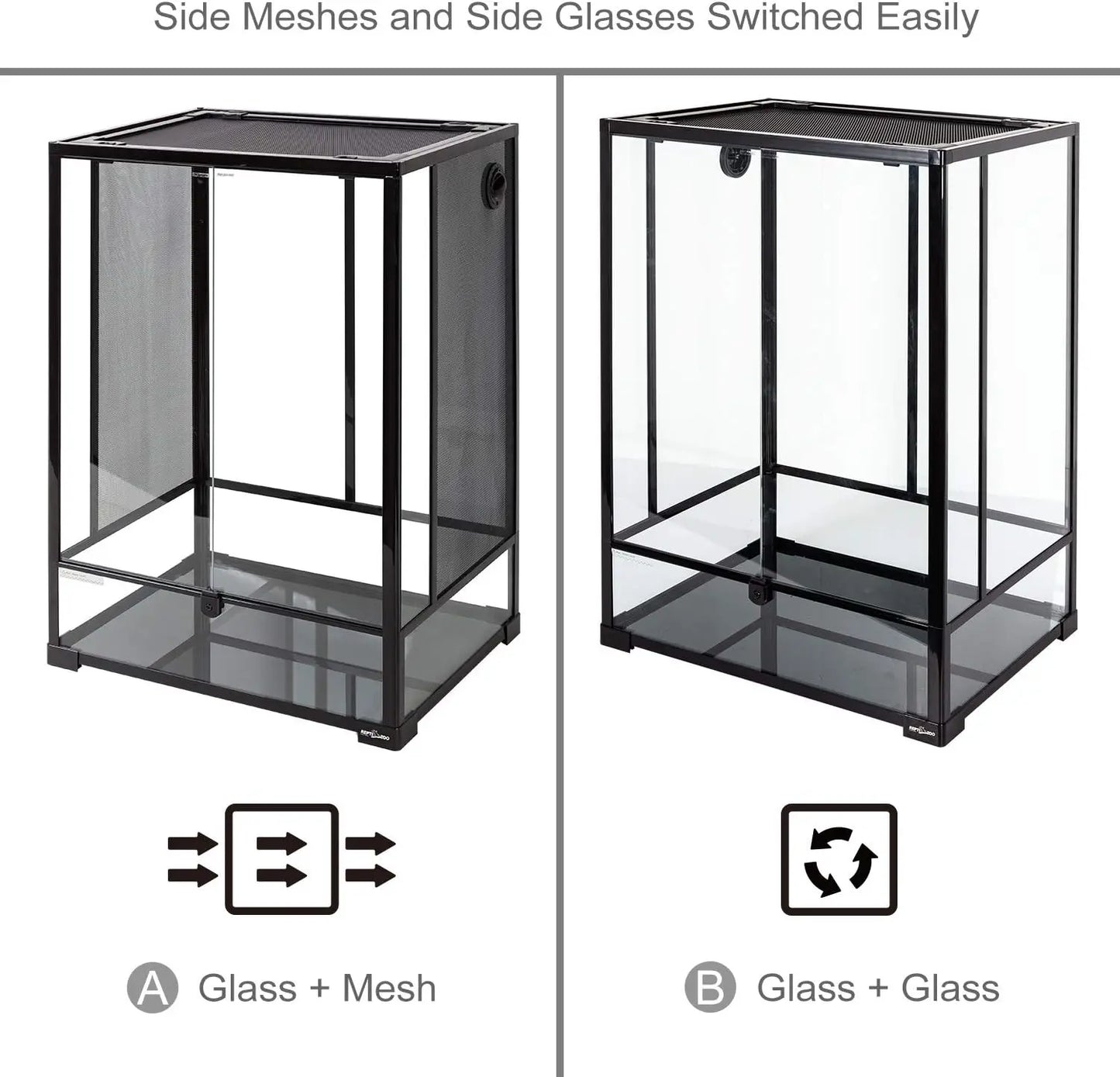 24"x18"x36"Reptile Tall Glass Terrarium, 67 Gallon, Double Hinge Door With Screen Ventilation