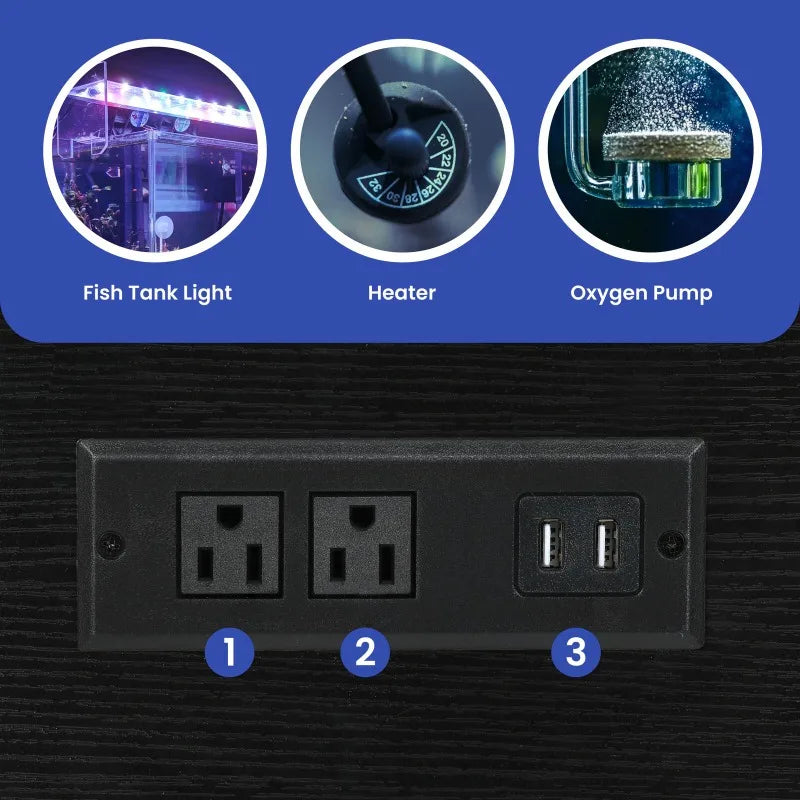 30 Gallon Metal/Wood Aquarium Stand With Electrical Outlet